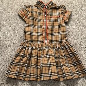 Burberry Kids Plaid Dress in Tan and Red